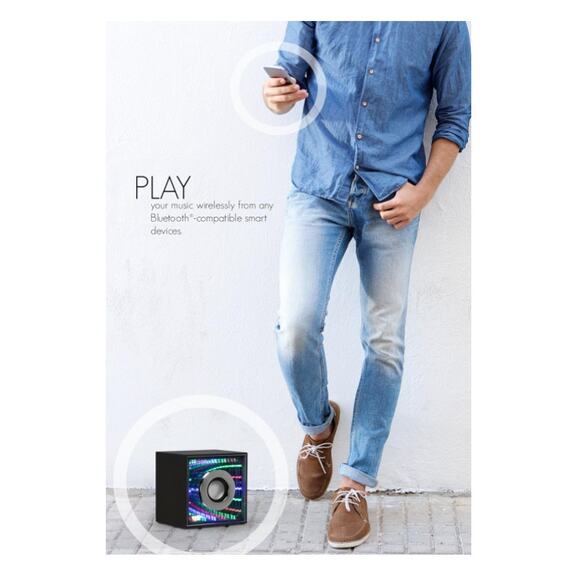 Sharper Image SBT636BK Infinity Lights Mirror Bluetooth Wireless Speaker - Picture 2 of 10